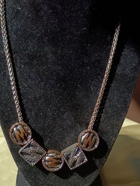 Source Unknown Bronze-Tone Geometric Link Necklace